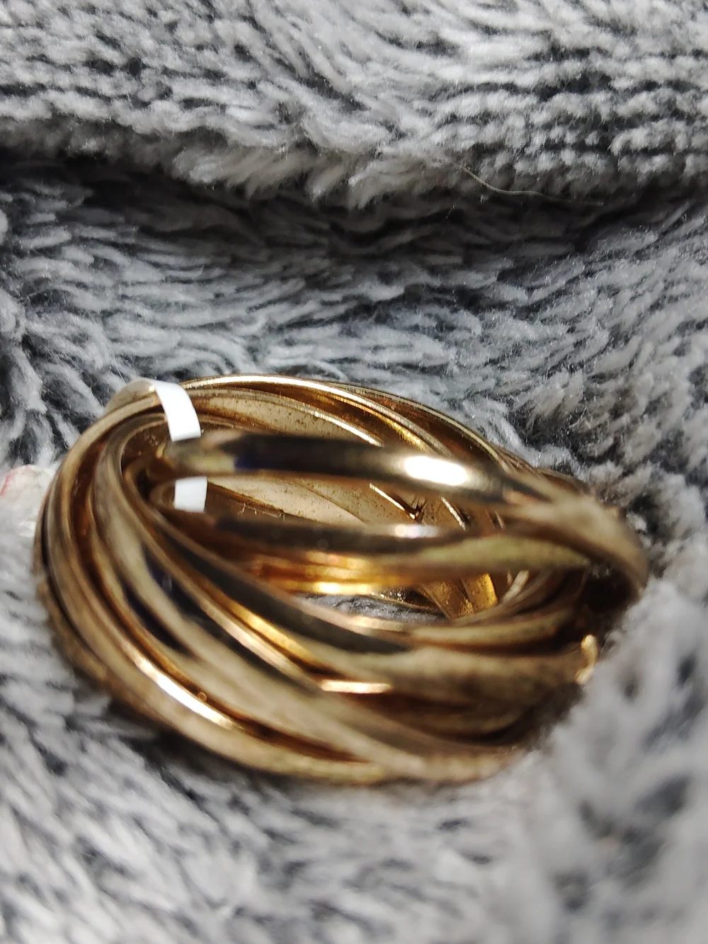 Polished Puzzle Ring, Gold-Tone Twisted Multi-Band. Size 7